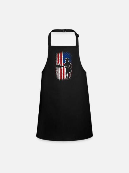 Usa American flag Mail lady - Schürze für Kinder - Schwarz - Vorne