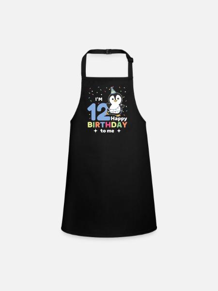 Pingouin pour les 12 ans pour les enfants de douze ans - Tablier Enfant - noir - Devant