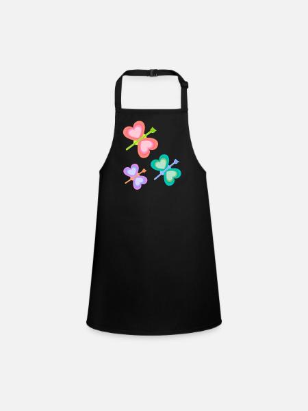 Printemps Coloré Insecte Papillons Enfant Bébé Années 80 - Tablier Enfant - noir - Devant