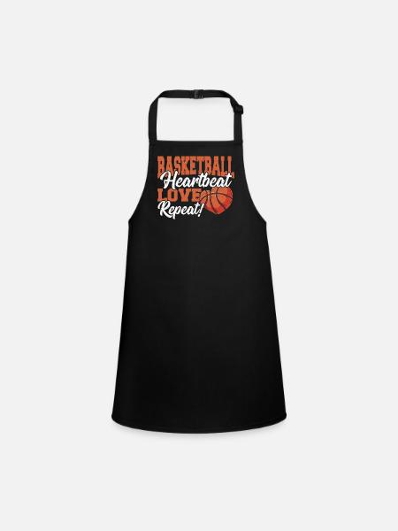 Basketball Basket Couple Basketball Heartbeat, - Children's Apron - black - Front