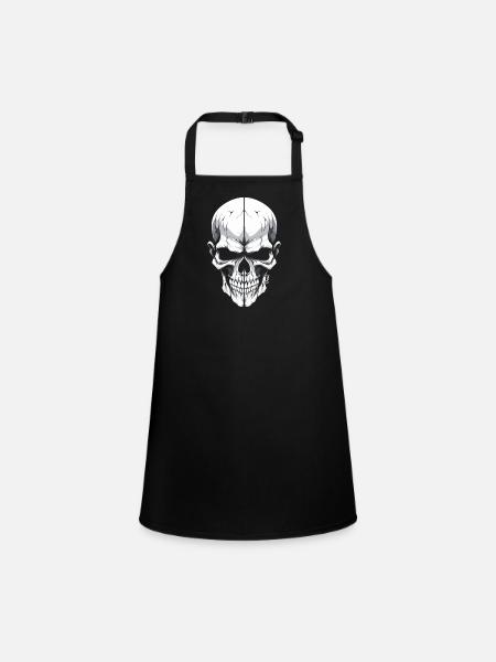 White and cool split skull - Children's Apron - black - Front