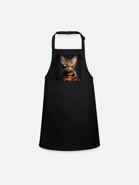 Bengal Cat Bengalkatze - Children's Apron - black - Front