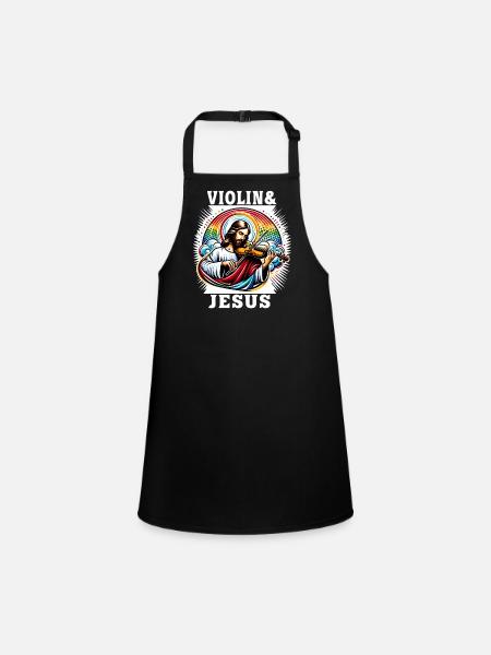 Violine und Jesus Christus Musik Design - Schürze für Kinder - Schwarz - Vorne