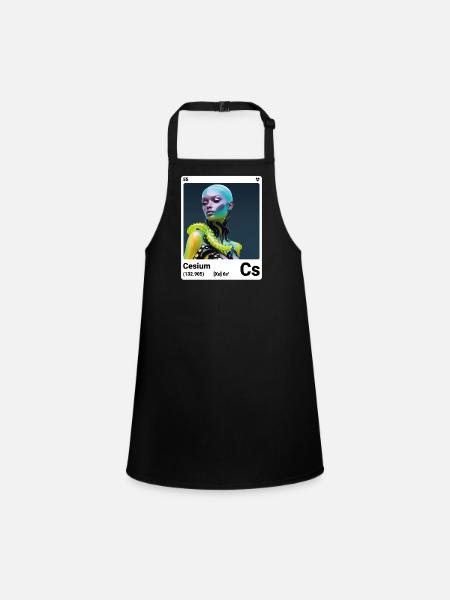 AI am Cesium (wt) - Children's Apron - black - Front