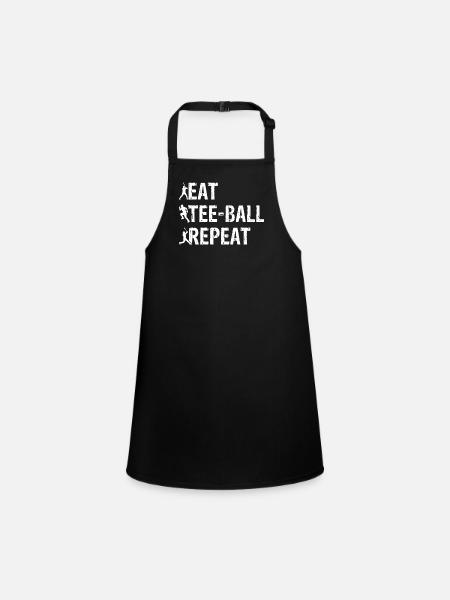 Tee-ball Player - Eat Tee-ball Repeat - Children's Apron - black - Front