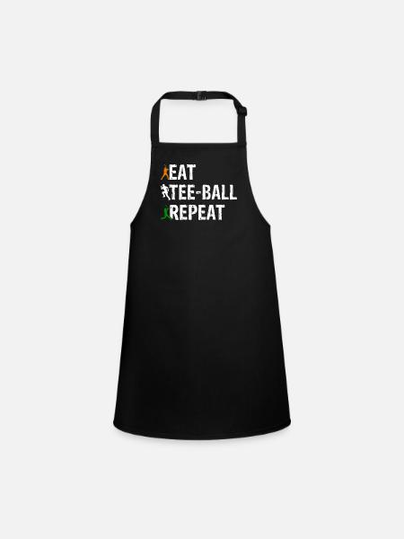 Eat Tee-ball Repeat - Tee-ball Player - Children's Apron - black - Front