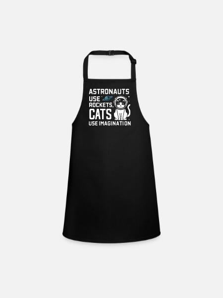 Chat, Astronaute, Astronomie, Système Solaire Externe - Tablier Enfant - noir - Devant