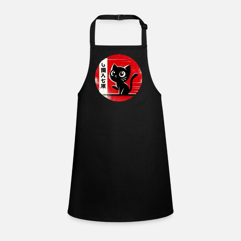 Silhouette Japanese Kitten Retro Cute Children's Apron