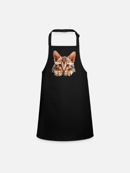 Egyptian Mau Kätzchen Katze Ägyptische Mau - Schürze für Kinder - Schwarz - Vorne
