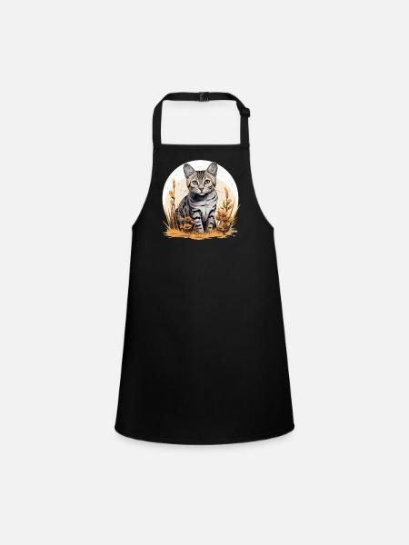 Egyptian Mau Kätzchen Katze Ägyptische Mau - Schürze für Kinder - Schwarz - Vorne