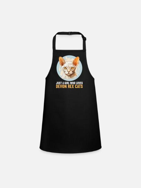 Devon Rex Kitten Devon Rex Cat - Children's Apron - black - Front