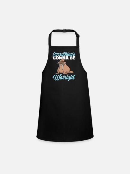 Walrus - Children's Apron - black - Front