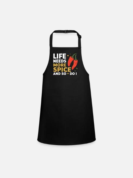 Amateur de cuisine épicée, chef des Chili Peppers - Tablier Enfant - noir - Devant