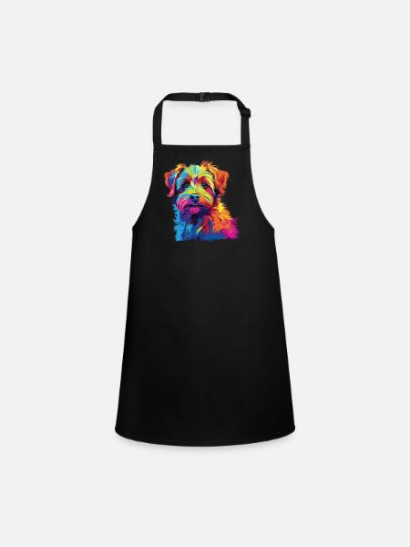 Wasserfarben Farbenfroher Norfolk Terrier - Schürze für Kinder - Schwarz - Vorne