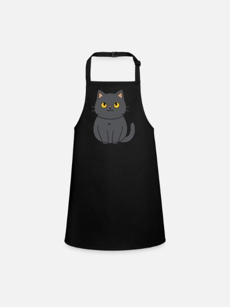 Chartreux little cat - Children's Apron - black - Front