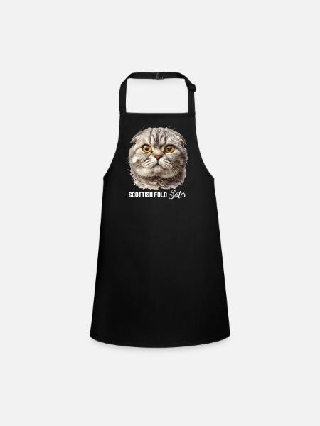 Scottish Fold Kitten Scottish Fold Cat - Children's Apron - black - Front