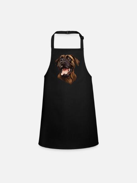 Broholmer | Danish Mastiff | Cartoon Artwork - Schürze für Kinder - Schwarz - Vorne