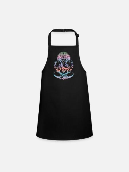 Ganesh Hindu Gott Ganesha Elefant Spirituell - Schürze für Kinder - Schwarz - Vorne