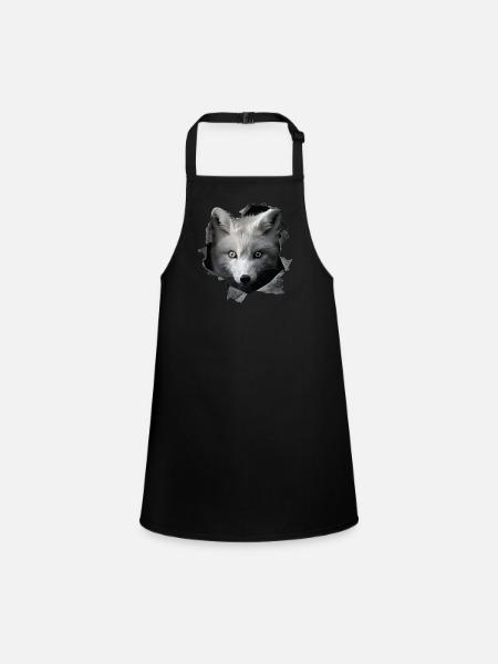 Loup arctique - Tablier Enfant - noir - Devant