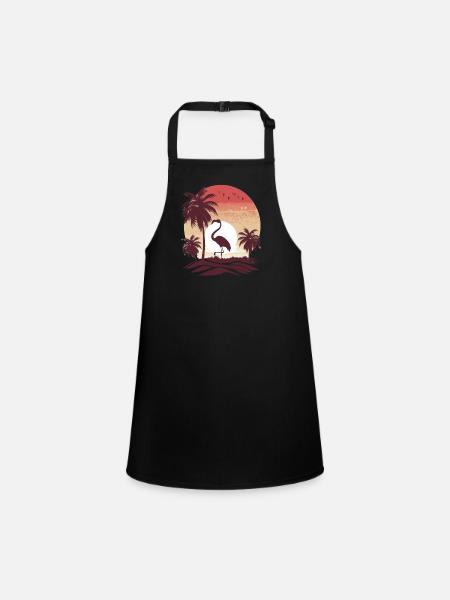 Flamingo Illustration - Children's Apron - black - Front