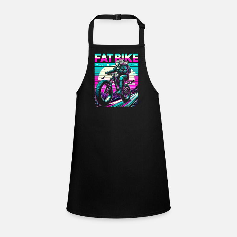 Retrowave Skelett Biker Fatbike Retro Sunset Schürze für Kinder