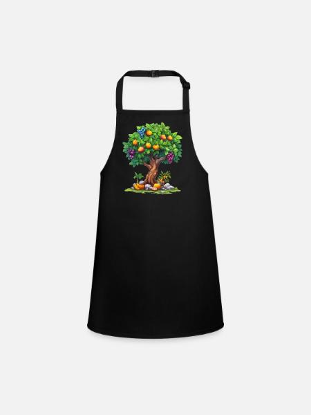 Arbre fruitier coloré avec des fruits mûrs - Tablier Enfant - noir - Devant