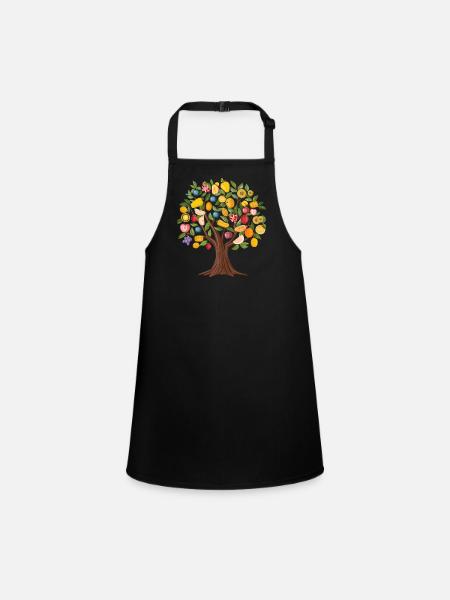 Arbre fruitier coloré avec des fruits tropicaux - Tablier Enfant - noir - Devant