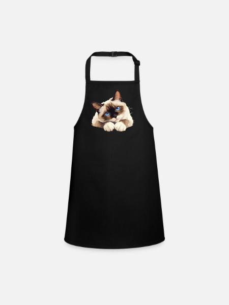 Snowshoe Kitten Snowshoe Cat - Children's Apron - black - Front