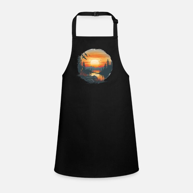 Sunset Mountains And Forest Scene Children's Apron