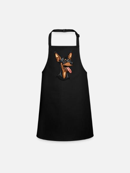 Pinscher nain | Pinscher nain | Caricature - Tablier Enfant - noir - Devant