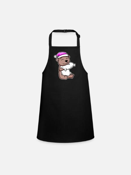 Bear tired sleep in - Children's Apron - black - Front