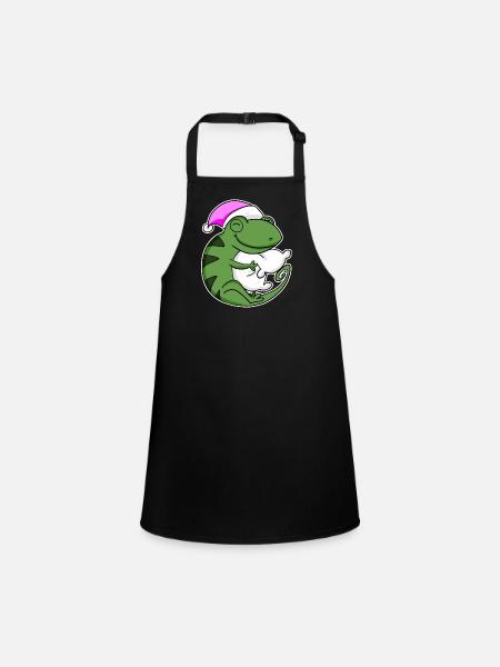 Chameleon Tired Sleep In - Children's Apron - black - Front
