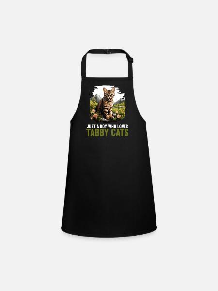 Tabby Kitten Tabby Cat - Children's Apron - black - Front
