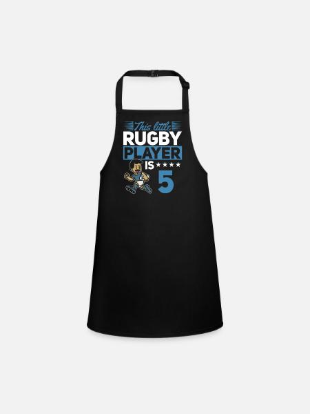 5ème anniversaire Enfants Joueur de Rugby - Tablier Enfant - noir - Devant