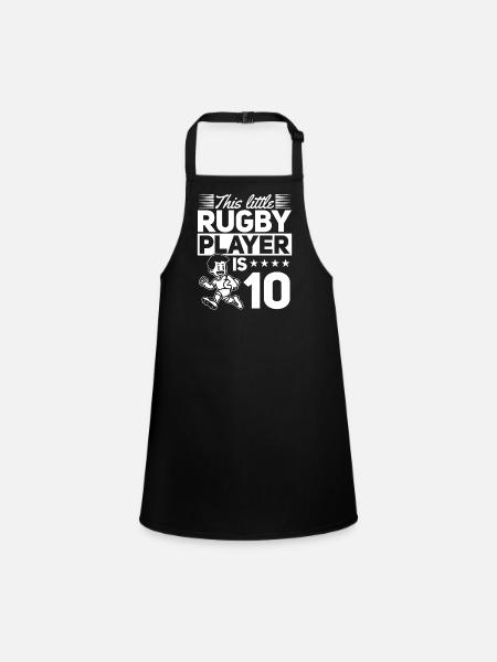 10e anniversaire Joueur de Rugby Enfants Joueur de Rugby - Tablier Enfant - noir - Devant