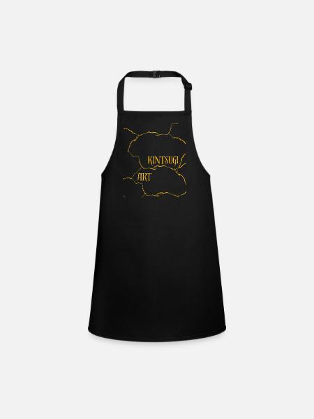 Kintsugi Art Pottery Cracks and Failures - Children's Apron - black - Front