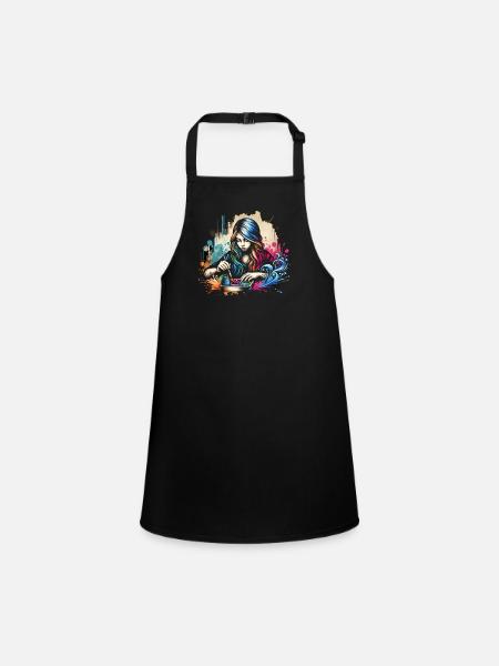 fille qui aime peindre - Tablier Enfant - noir - Devant