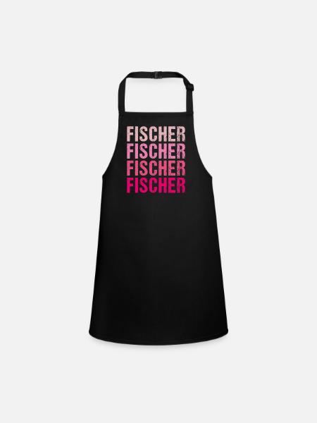 Fisherman Retro Pink Surname Gift Idea - Children's Apron - black - Front