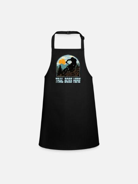 Downhill Mountain Bike Mtb Mountain Bike Biking - Children's Apron - black - Front