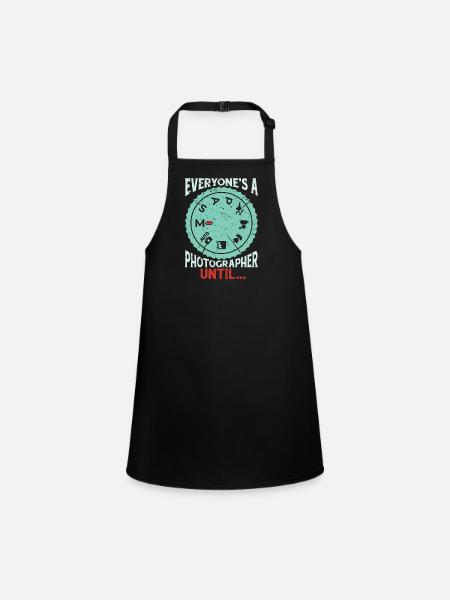 Photographer Everyone's A Photographer Cameraman - Children's Apron - black - Front