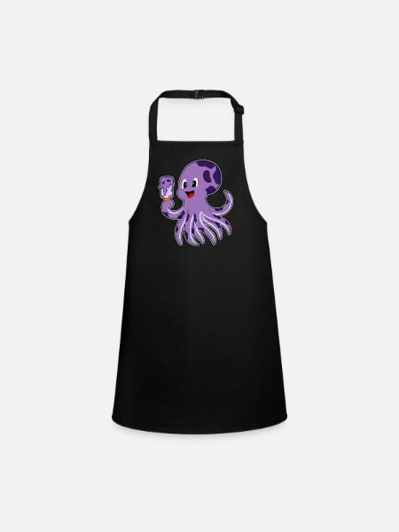 Octopus Popsicles - Children's Apron - black - Front