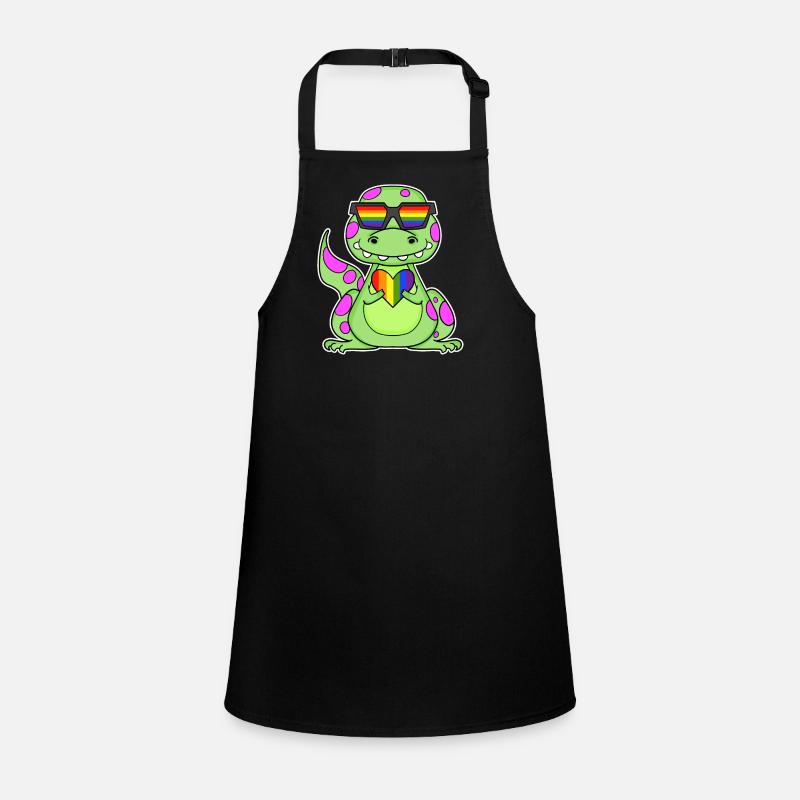 Dino Rainbow Heart Dinosaur Motif Children's Apron