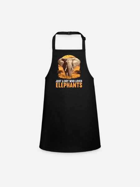 Elephant Elephant - Children's Apron - black - Front
