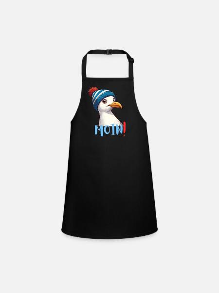 Hamburg Moin North Sea North Germany Funny Seagull - Children's Apron - black - Front