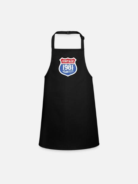 1981 Birthday Route Vintage Original - Children's Apron - black - Front