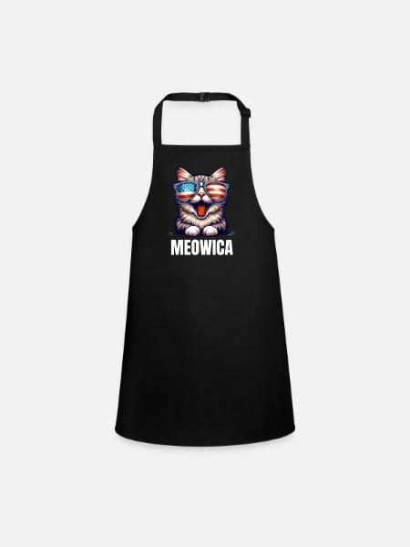 Jour de l’indépendance du chat américain 4 juillet USA Kitty - Tablier Enfant - noir - Devant