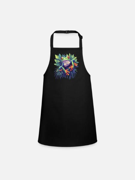 Tree Frog Baumfrösche Baumfrosch - Children's Apron - black - Front