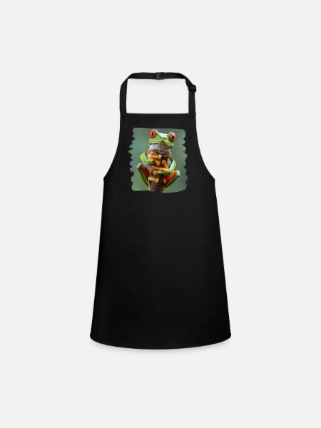 Tree Frog Baumfrösche Baumfrosch - Children's Apron - black - Front