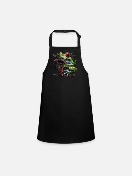 Tree Frog Baumfrösche Baumfrosch - Children's Apron - black - Front