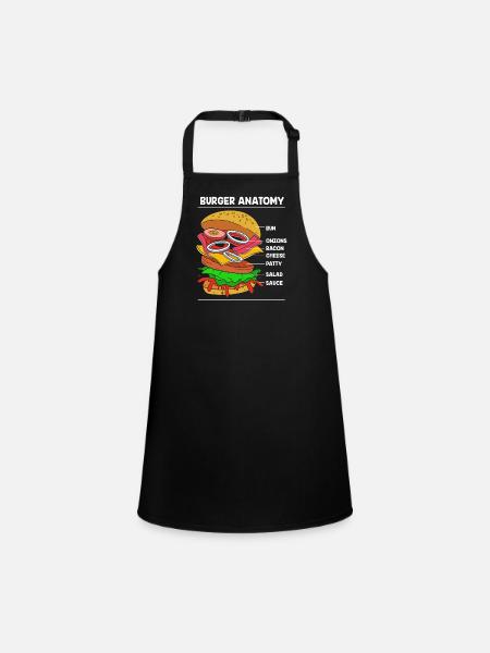 Cheeseburger Anatomie - Schürze für Kinder - Schwarz - Vorne